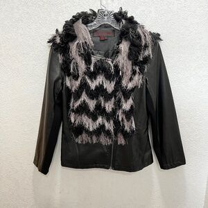 Simon Chang faux leather, crossbody side zip with textured embellishments